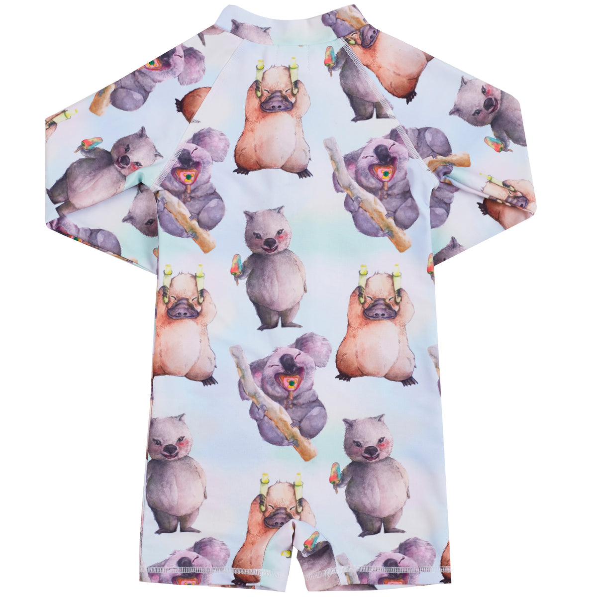 Ice Cream Animals Long Sleeve Unisex Zip Swimmers - Cheeky Chickadee Store