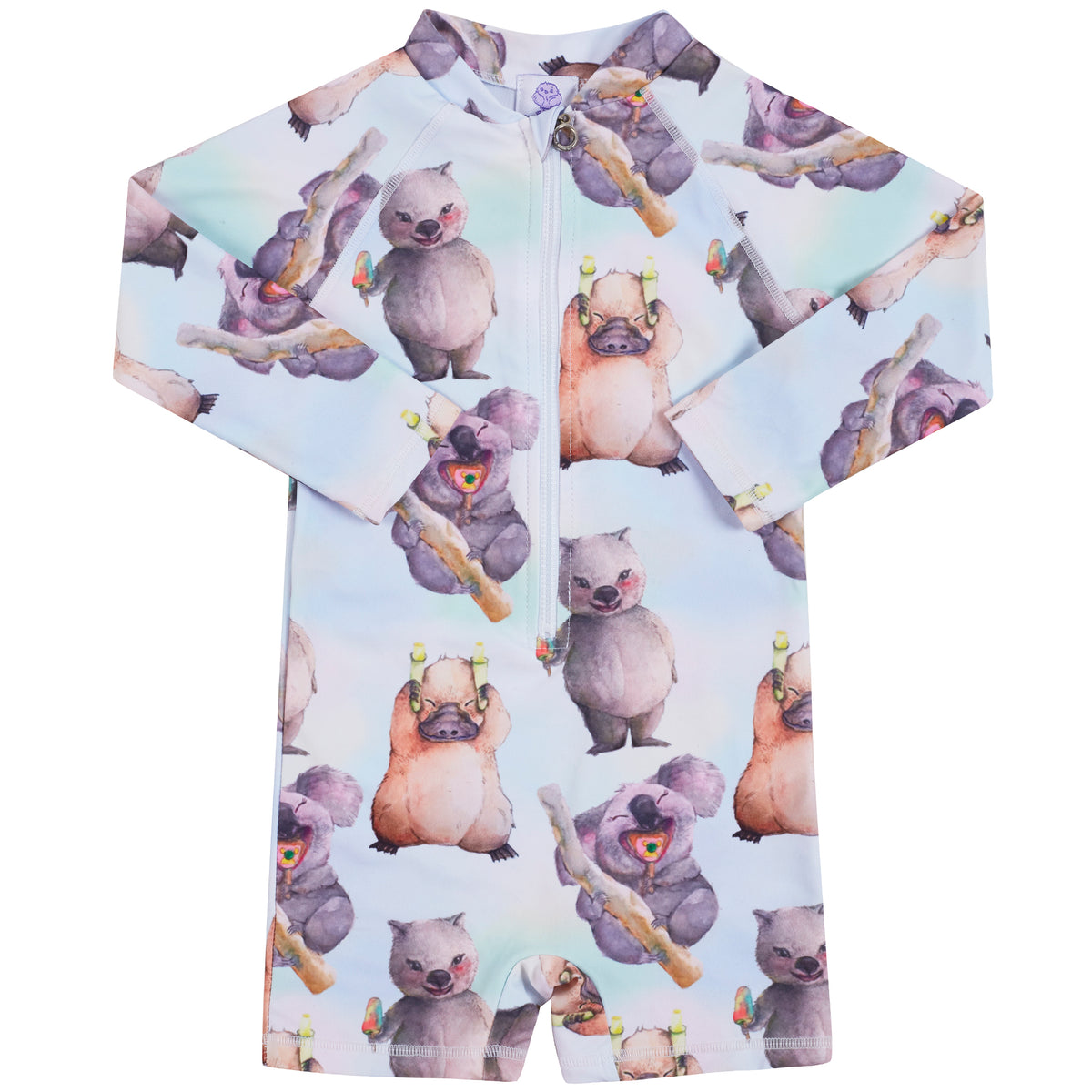 Ice Cream Animals Long Sleeve Unisex Zip Swimmers - Cheeky Chickadee Store
