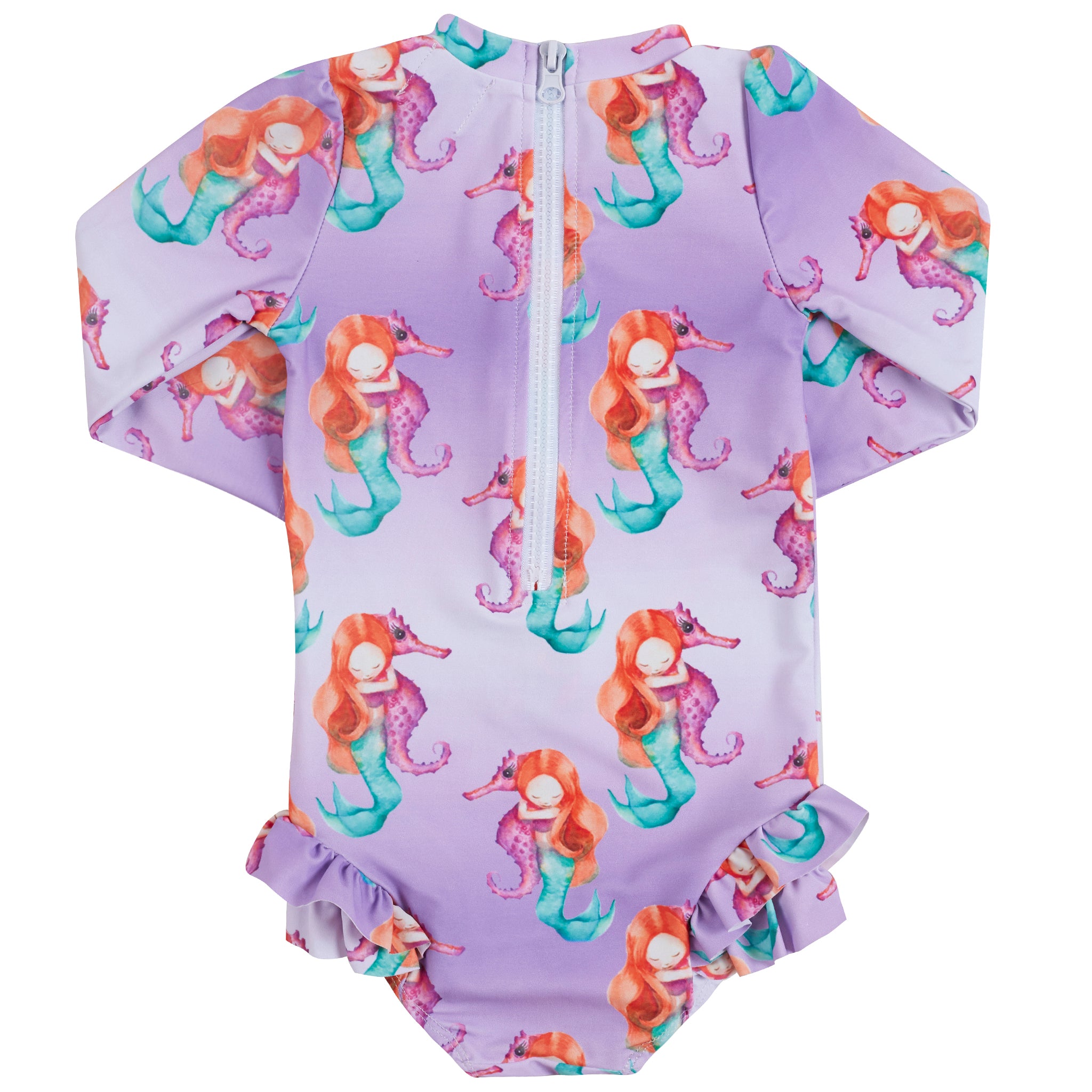 Mermaid Girls Long Sleeve Back Zip Swimmers - Cheeky Chickadee Store