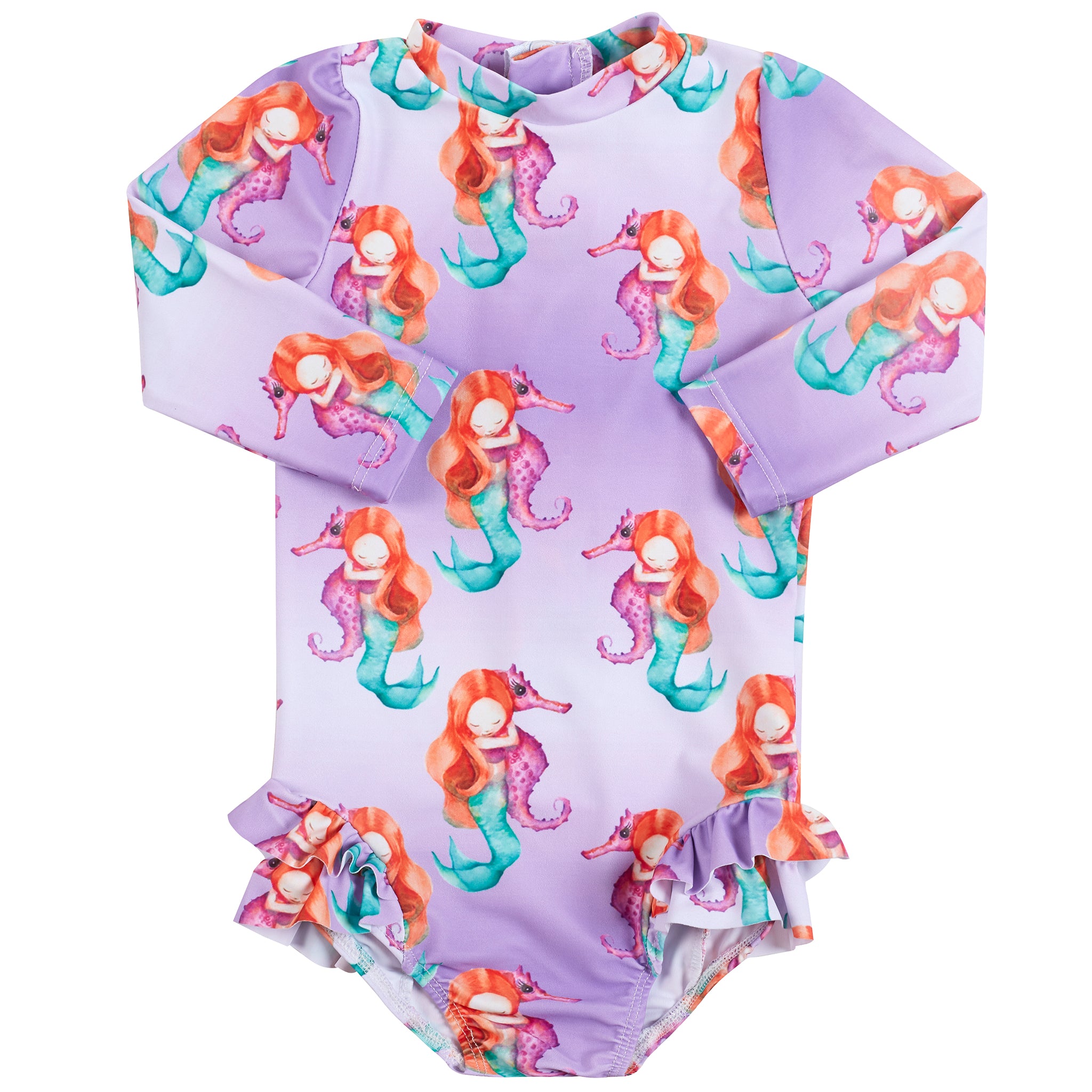 Mermaid Girls Long Sleeve Back Zip Swimmers - Cheeky Chickadee Store