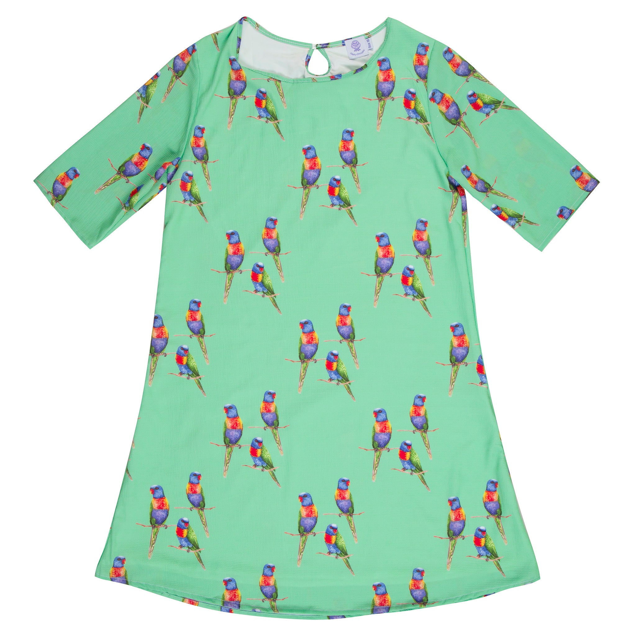 Green Rainbow Lorikeet Women's Shift Dress - Cheeky Chickadee Store